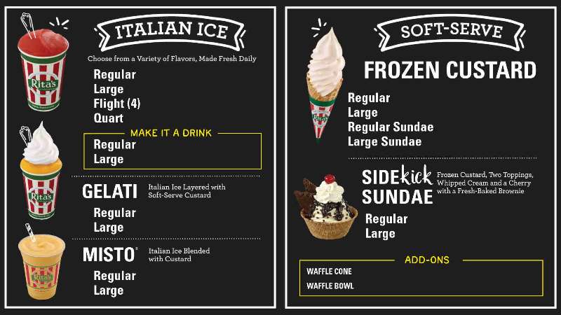 Ritas Italian Ice & Frozen Custard | 201-205 New Brunswick Ave Unit 1, Hopelawn, NJ 08861, USA | Phone: (732) 934-5000