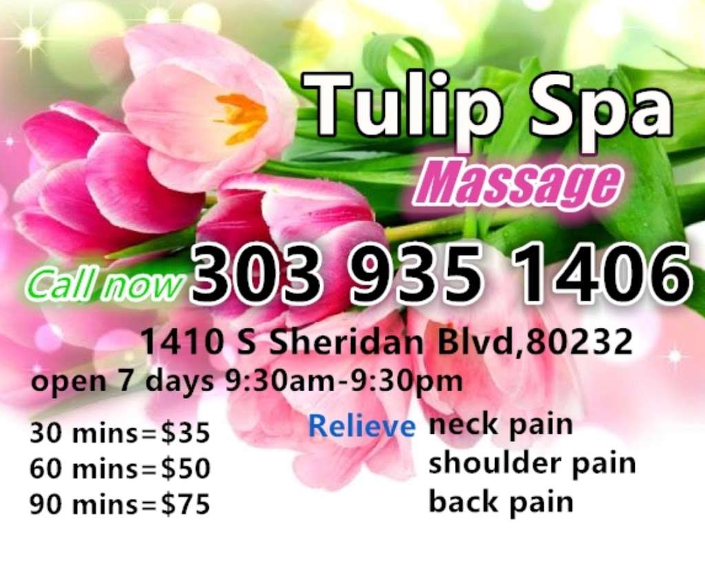 Tulip Spa & Massage | 1410 S Sheridan Blvd B, Denver, CO 80232, USA | Phone: (303) 935-1406