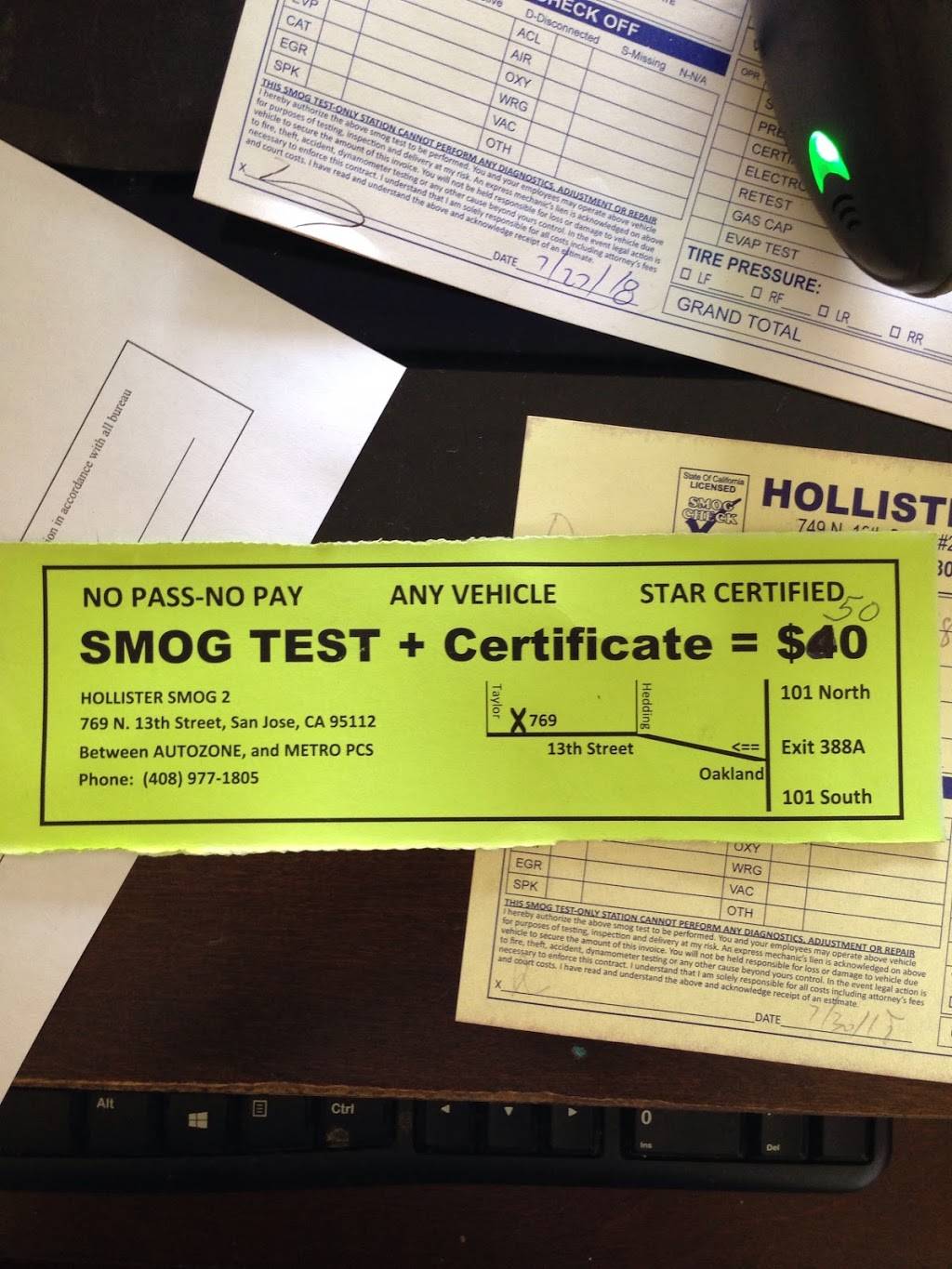 Hollister Smog 2 | 749 N 13th St #2, San Jose, CA 95112, USA | Phone: (408) 977-1805