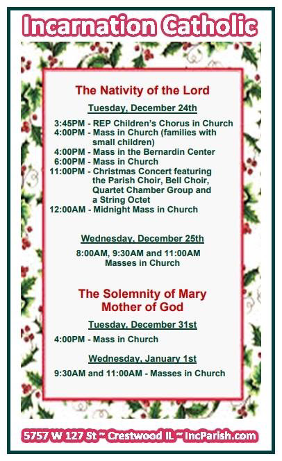 Incarnation Catholic Church | 5757 W 127th St, Crestwood, IL 60418, USA | Phone: (708) 597-3180