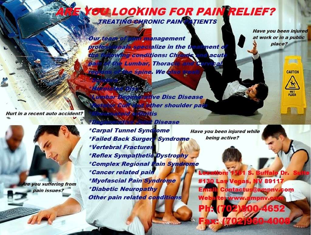 Advanced Medical Professionals Treating Your Pain Management Nee | 1151 S Buffalo Dr #130, Las Vegas, NV 89117, USA | Phone: (702) 800-4652