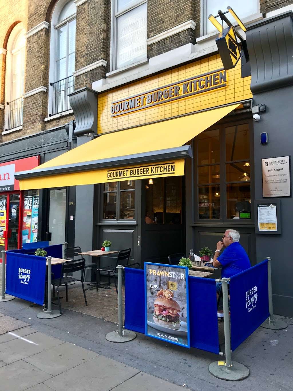 Gourmet Burger Kitchen (Baker Street) | 102 Baker St, Marylebone, London W1U 6TL, UK | Phone: 020 7486 8516