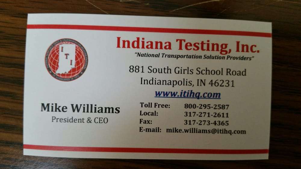 ITI, Indiana Testing, Inc. | 881 S Girls School Rd, Indianapolis, IN 46231 | Phone: (317) 271-2611