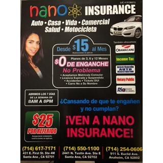 Nano Insurance Services | 431 E First St #4M, Santa Ana, CA 92701, USA | Phone: (714) 617-7171