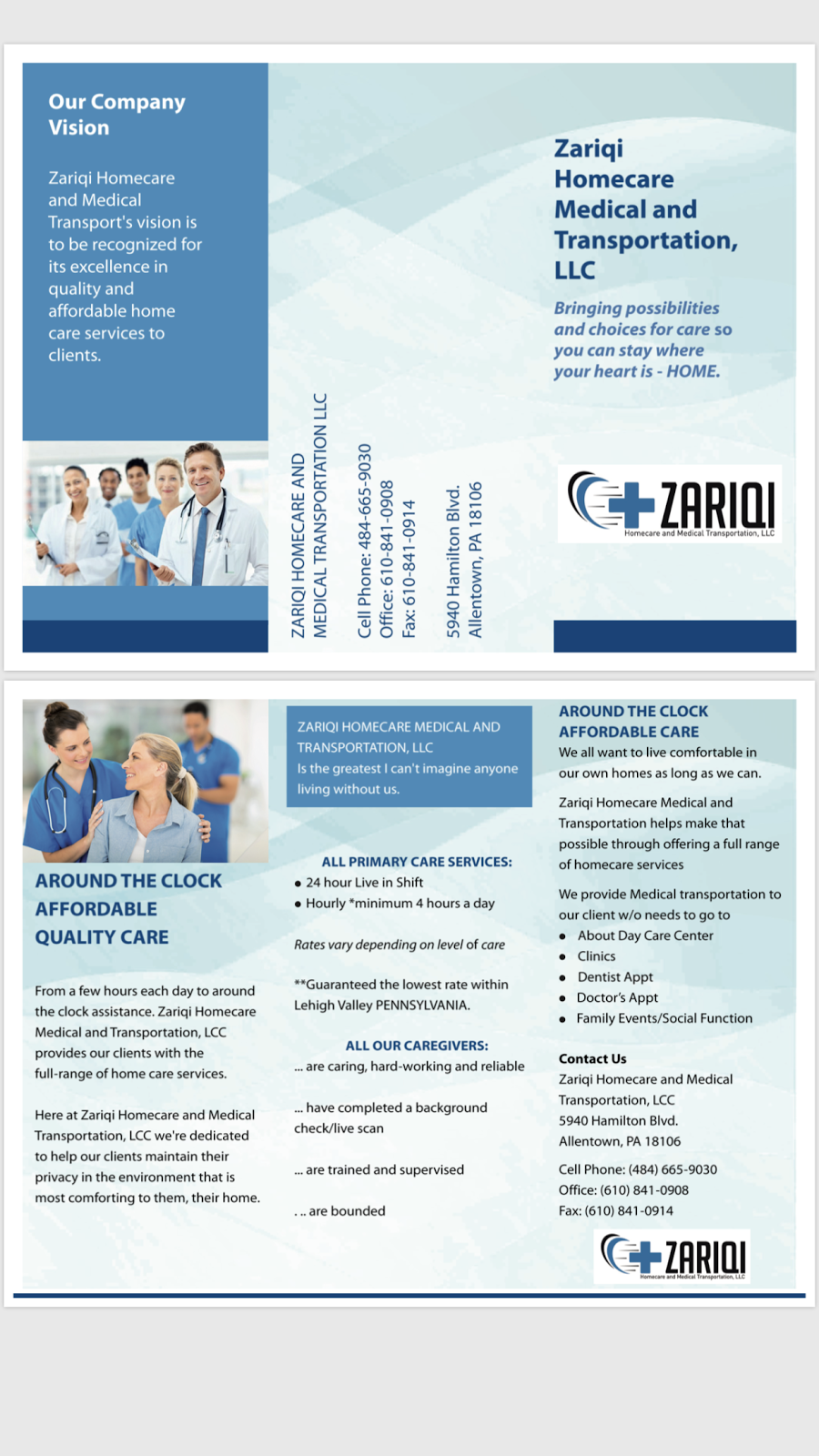 Zariqi Homecare Medical and Transportation, LLC | 5940 Hamilton Blvd, Allentown, PA 18106 | Phone: (484) 665-9030