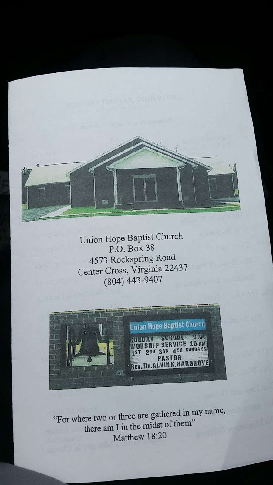 Union Hope Church | Center Cross, VA 22437, USA