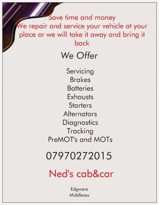 Neds cab&car | Whitchurch Ln, Edgware HA8 6QX, UK | Phone: 07970 272015