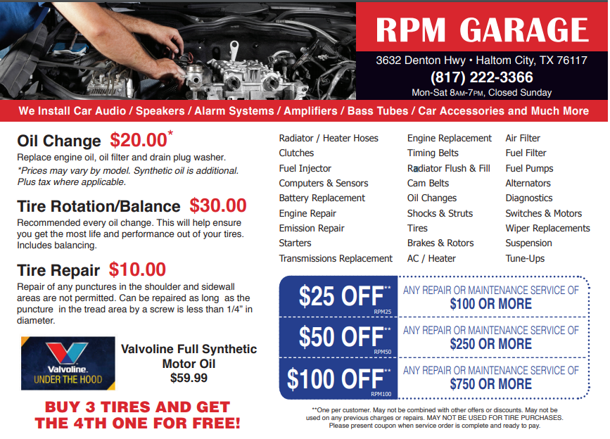 RPM Complete Auto Care | 3632 Denton Hwy, Haltom City, TX 76117, USA | Phone: (817) 222-3366