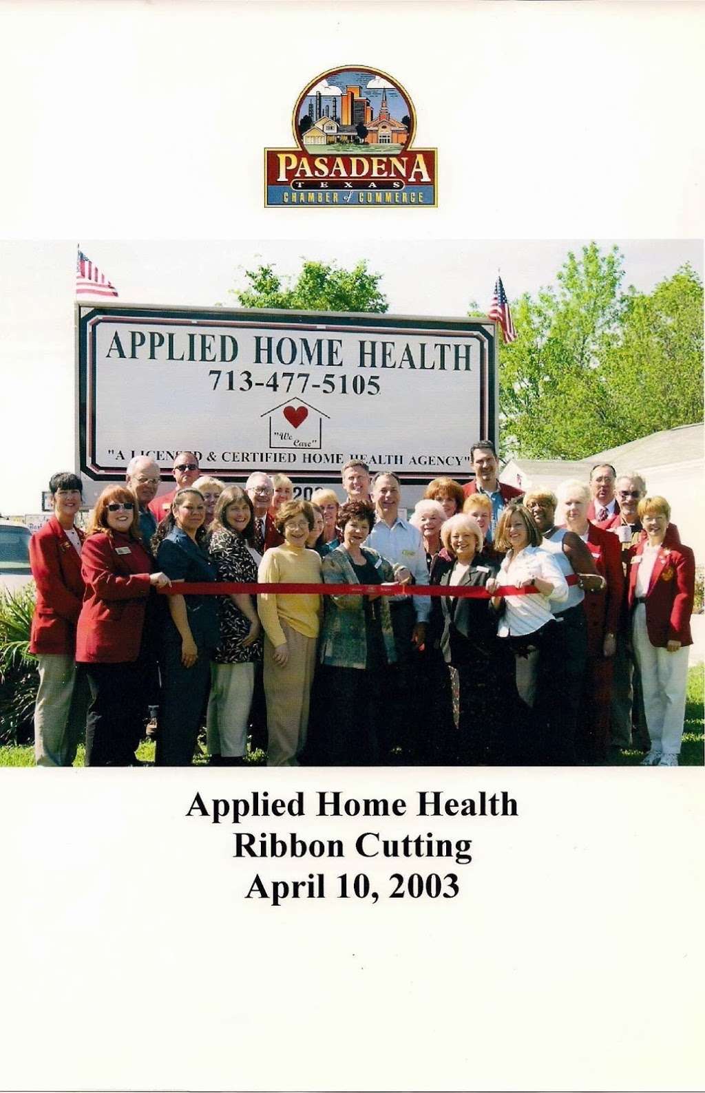 Applied Home Health | 2208 Strawberry Rd, Pasadena, TX 77502, USA | Phone: (713) 477-5105