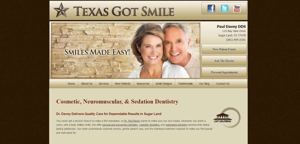 Texas Got Smile - Paul Davey, DDS | 110 Bay View Dr, Sugar Land, TX 77478, USA | Phone: (281) 494-2181