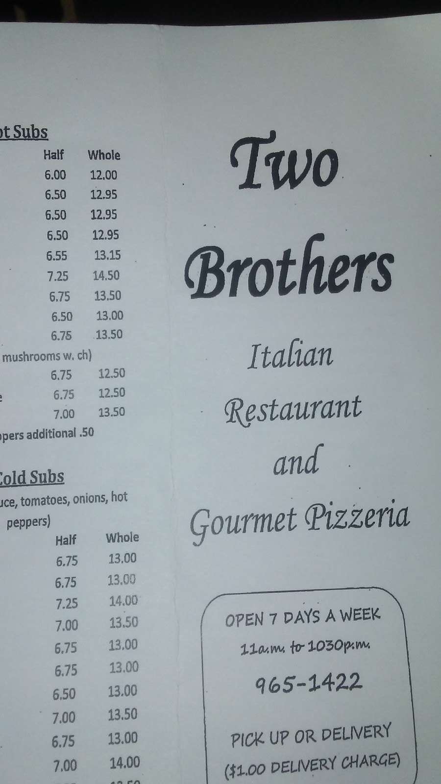 Two Brothers From Italy , Italian Restaurant & Gourmet Pizza | 269 W White Horse Pike, Galloway, NJ 08205 | Phone: (609) 965-1422