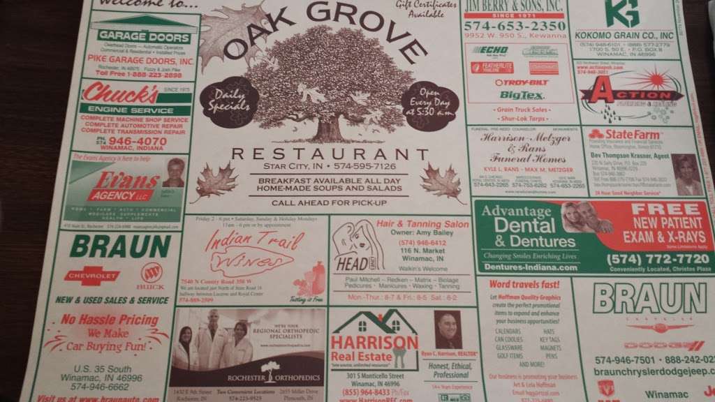 Oak Grove Restaurant | 5401 US-35, Star City, IN 46985, USA | Phone: (574) 595-7126