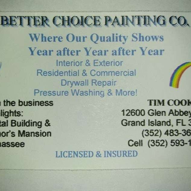 Better Choice Painting | 12600 Glen Abbey Dr, Grand Island, FL 32735, USA | Phone: (352) 483-3650