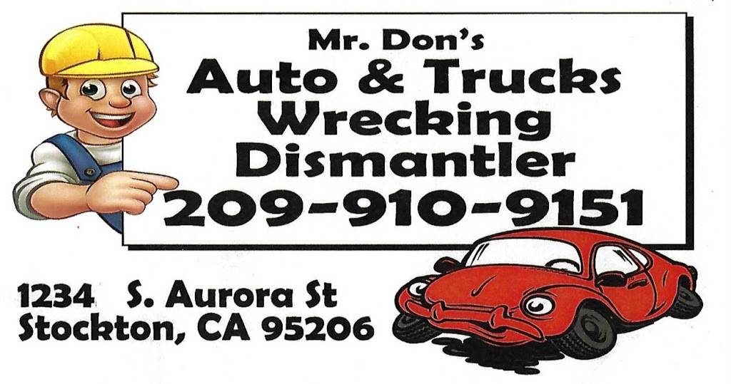 Mr. Dons Auto and Trucks Wrecking Dismantler | 1234 Aurora St S, Stockton, CA 95206, USA | Phone: (209) 910-9151