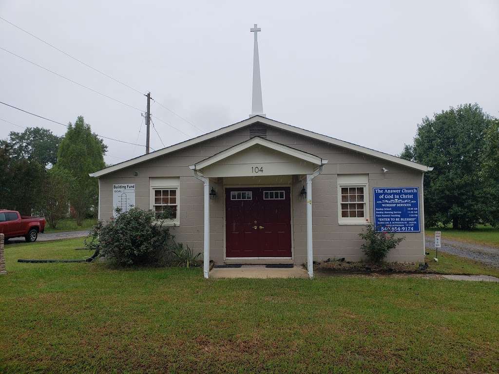 The Answer Church and Christ Inc | 104 Caisson Rd, Fredericksburg, VA 22405, USA | Phone: (540) 654-9174