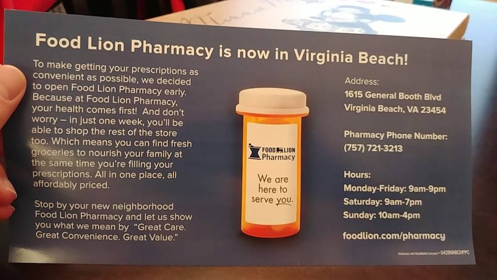 Food Lion Pharmacy | 1615 General Booth Blvd, Virginia Beach, VA 23454, USA | Phone: (757) 721-3213