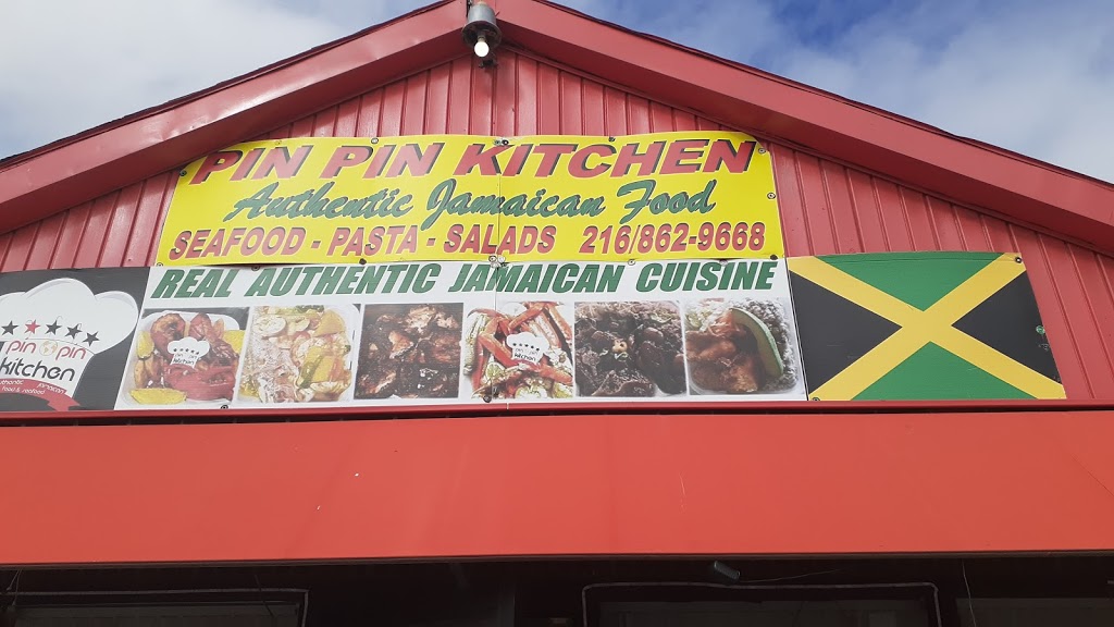 Pin pin's Kitchen Jamaican restaurant in 14401 Harvard Ave, Cleveland, OH 44128, USA