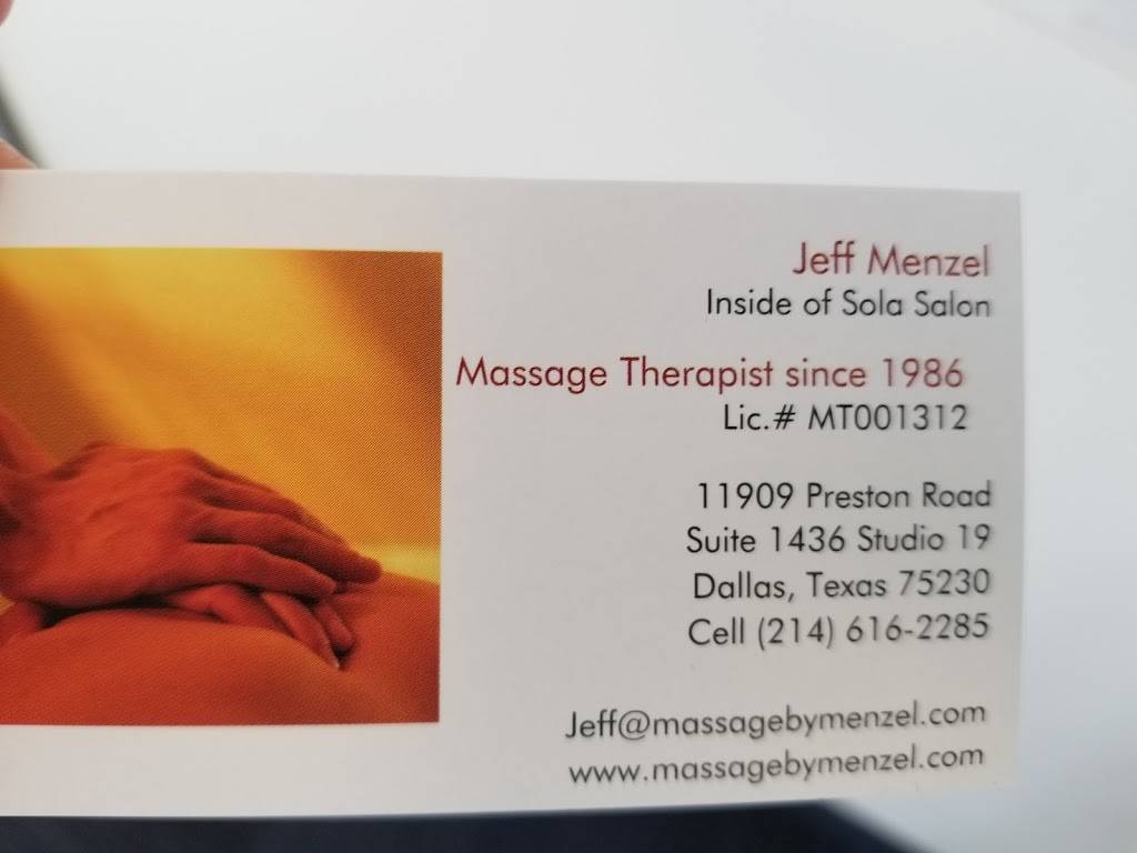 Massage By Menzel Jeff | 11909 Preston Road #1436 Studio 19, Dallas, TX 75230, USA | Phone: (214) 616-2285