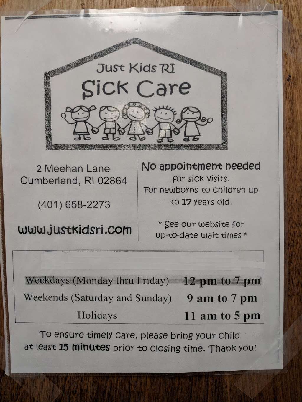 Just Kids RI Sick Care | 2 Meehan Ln, Cumberland, RI 02864, USA | Phone: (401) 658-2273