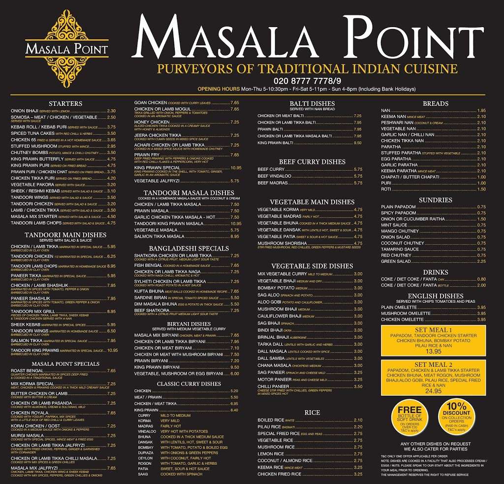 Masala Point | 19B Broom Rd, Croydon CR0 8NG, UK | Phone: 020 8777 7778