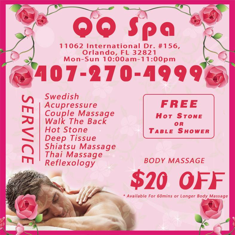 QQ Spa | 11062 International Dr #156, Orlando, FL 32821, USA | Phone: (407) 270-4999