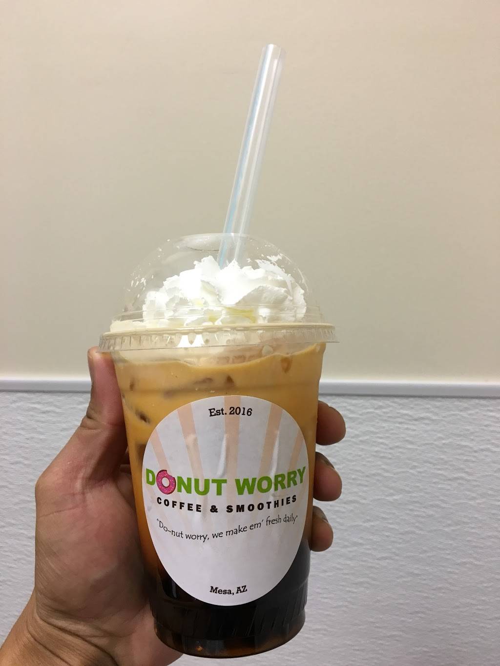 Donut Worry Coffee & Smoothies | 9115 E Baseline Rd #107, Mesa, AZ 85209, USA | Phone: (480) 621-6600
