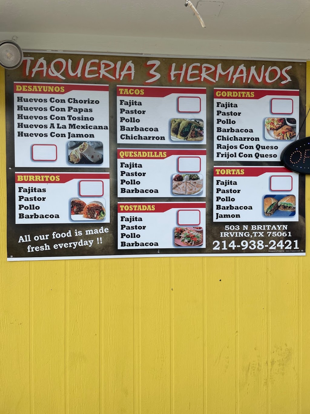 Taqueria 3 Hermanos | 503 N Britain Rd, Irving, TX 75061, USA | Phone: (214) 938-2421