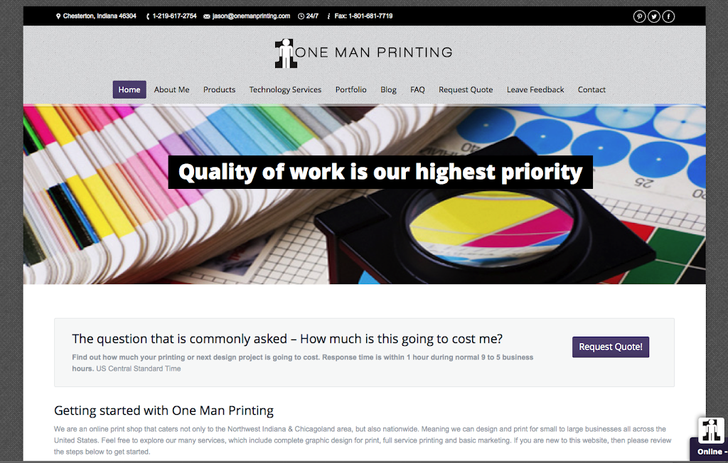 One Man Printing | 1734 Crocker St, Chesterton, IN 46304 | Phone: (219) 617-2754