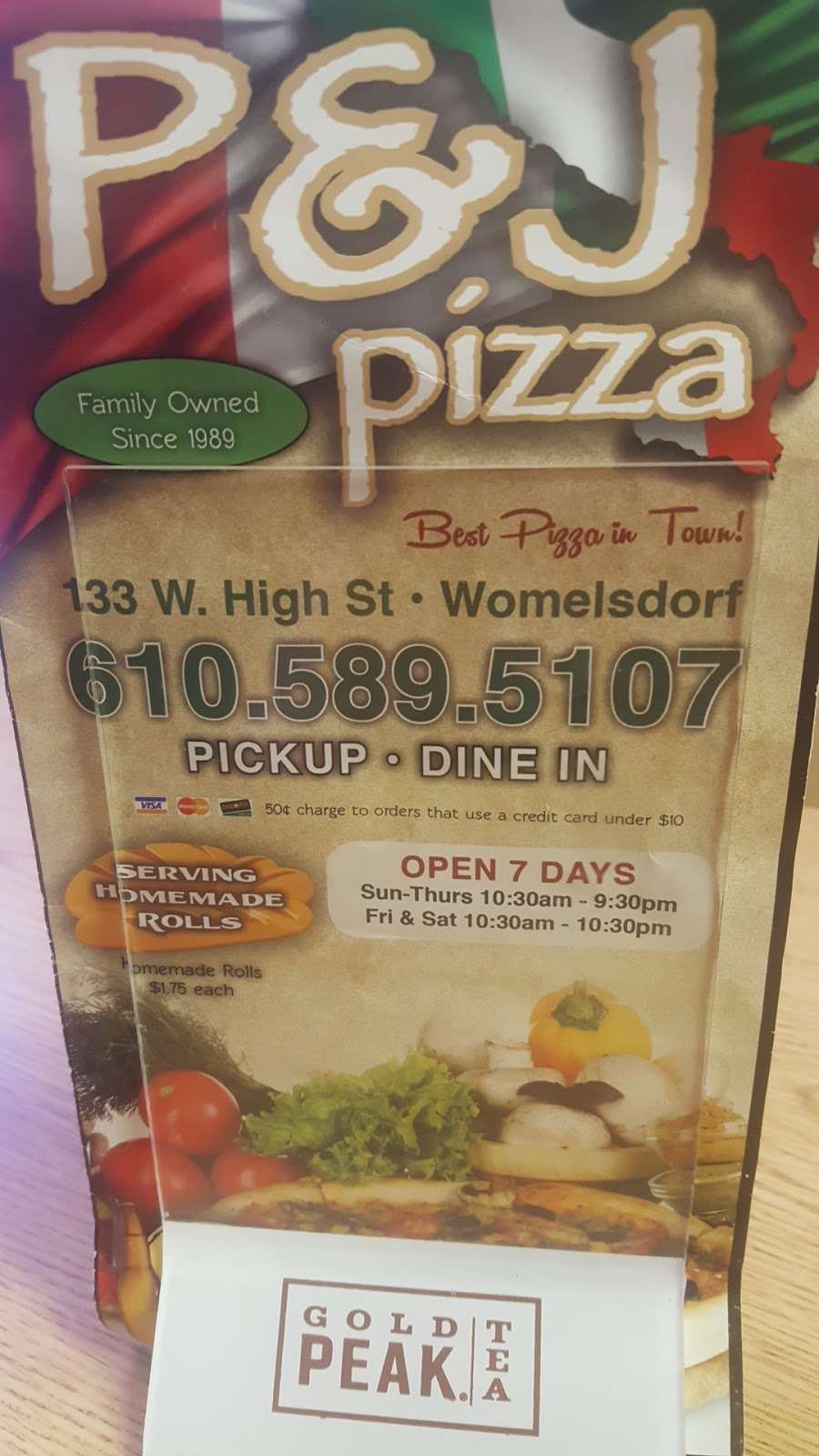 P & J Pizza | 133 W High St, Womelsdorf, PA 19567 | Phone: (610) 589-5107