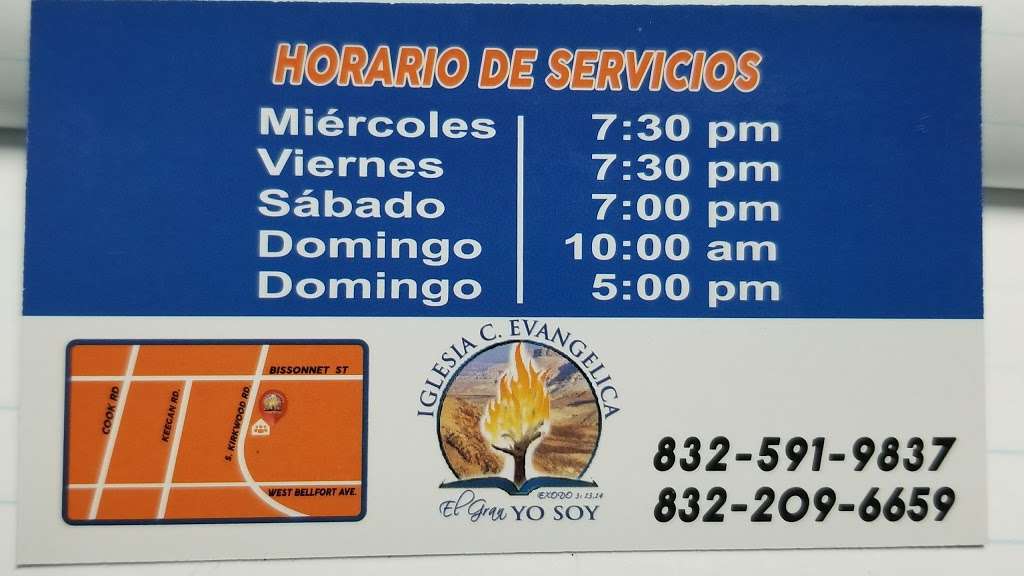 IGLESIA CRISTIANA EVANGÉLICA EL GRAN YO SOY | 9829 & 9839 S Kirkwood Rd, Houston, TX 77099 | Phone: (832) 591-9837