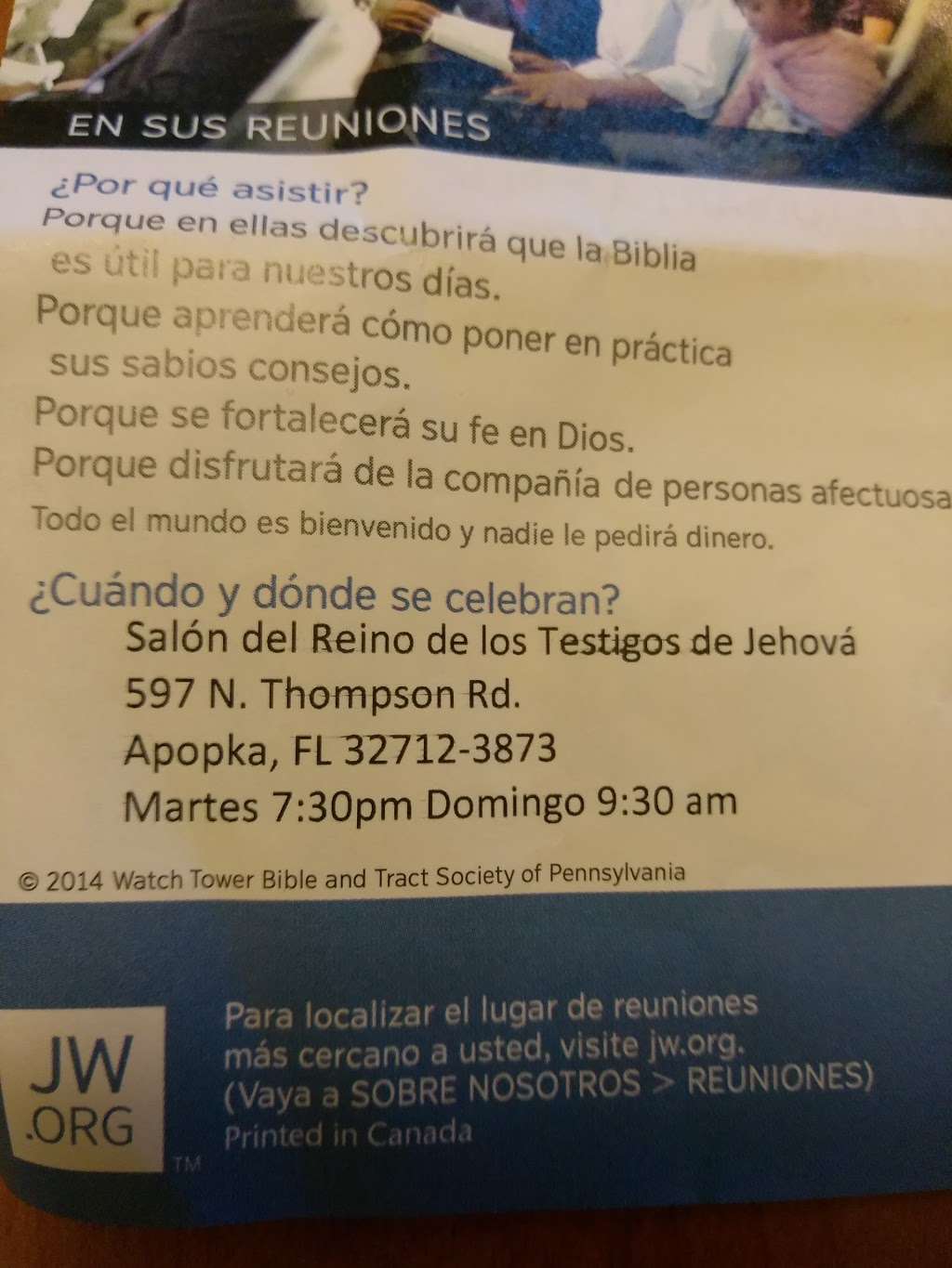 Kingdom Hall of Jehovahs Witnesses | 597 N Thompson Rd, Apopka, FL 32712 | Phone: (407) 703-7843