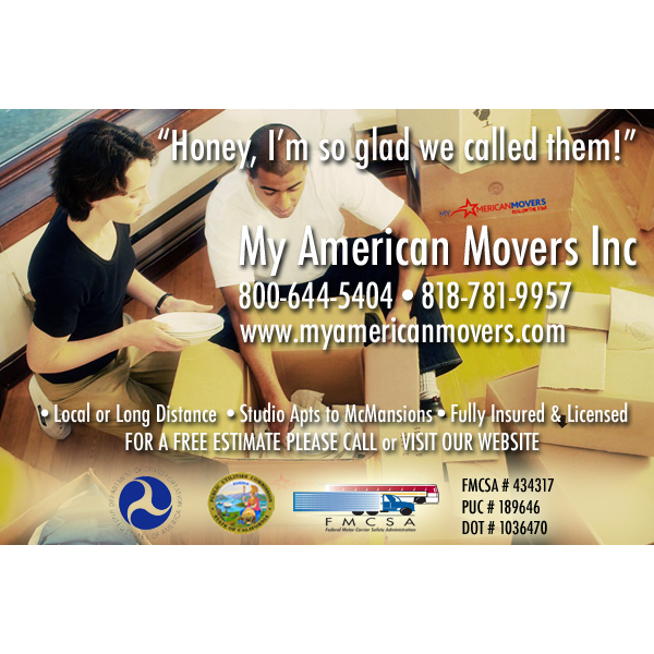 My American Movers | 16644 Roscoe Blvd, Van Nuys, CA 91406, USA | Phone: (818) 781-9957