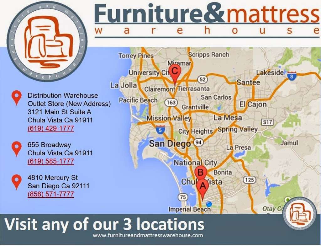 Furniture & Mattress Warehouse | 655 Broadway, Chula Vista, CA 91910, USA | Phone: (619) 585-1777