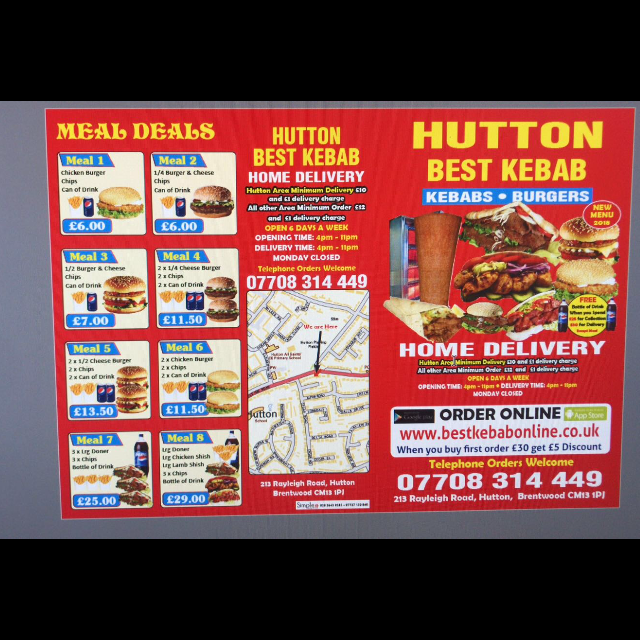 HUTTON BEST KEBAB | 213 Rayleigh Rd, Brentwood CM13 1PJ, UK | Phone: 07708 314449