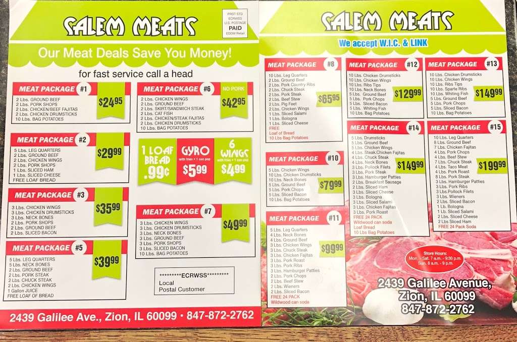 Salem Meats & Grocery | 2439 Galilee Ave, Zion, IL 60099, USA | Phone: (847) 872-2762