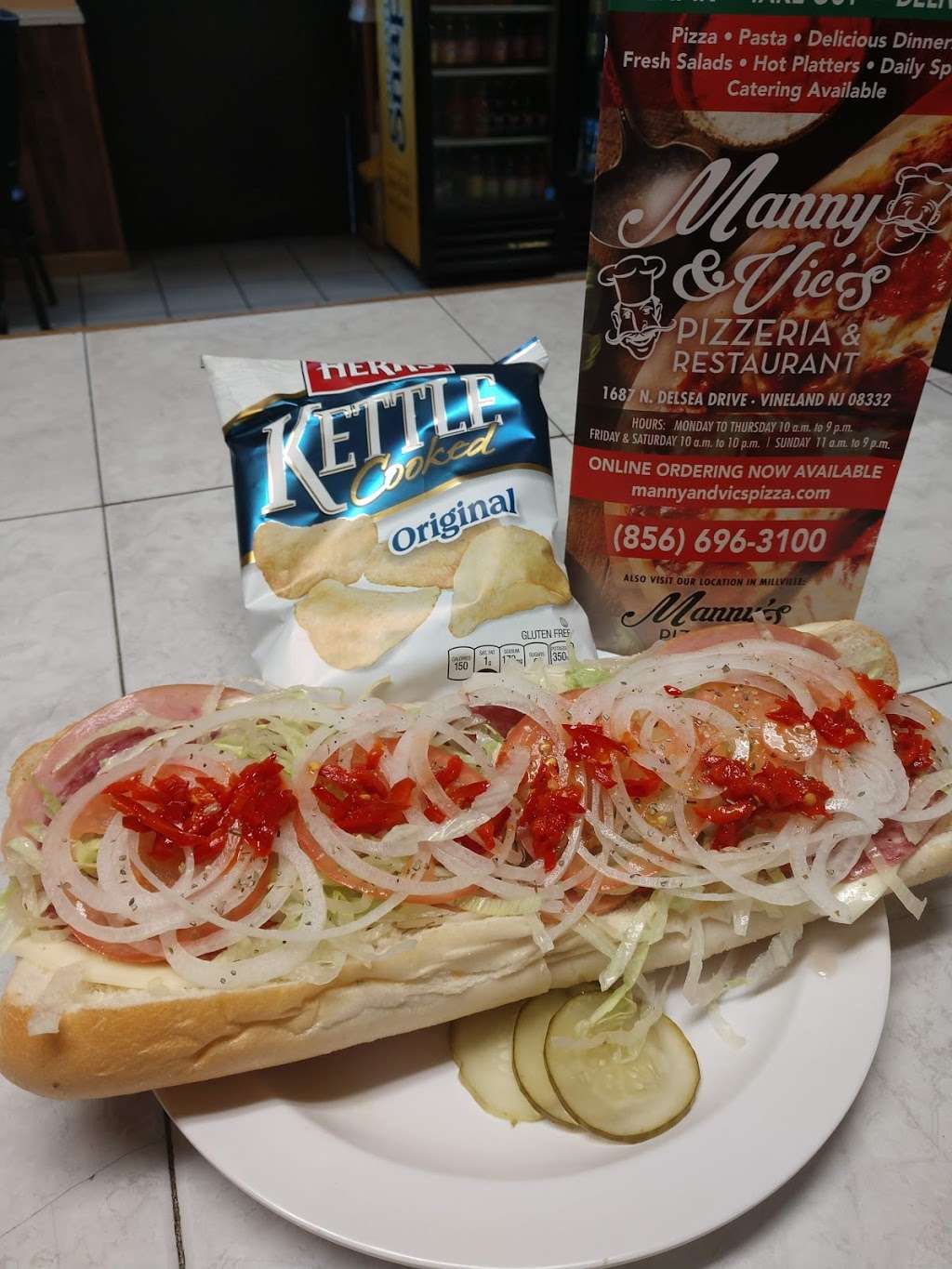 Manny & Vics Pizzeria | 1687 N Delsea Dr, Vineland, NJ 08360, USA | Phone: (856) 696-3100