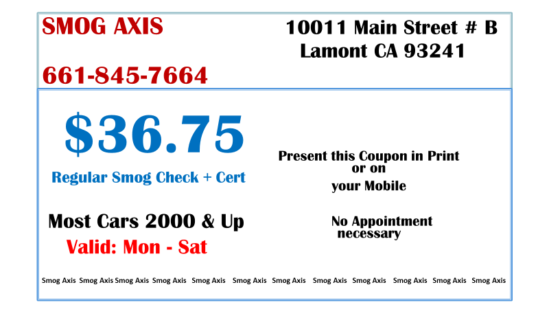 Smog Axis | 10011 Main St # B, Lamont, CA 93241, USA | Phone: (661) 845-7664