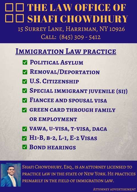 Law Office of Shafi Chowdhury | 15 Surrey Ln, Harriman, NY 10926, USA | Phone: (845) 309-5412