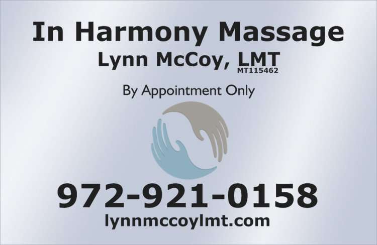 In Harmony Massage | 429 N State Hwy 342, Red Oak, TX 75154, USA | Phone: (972) 921-0158