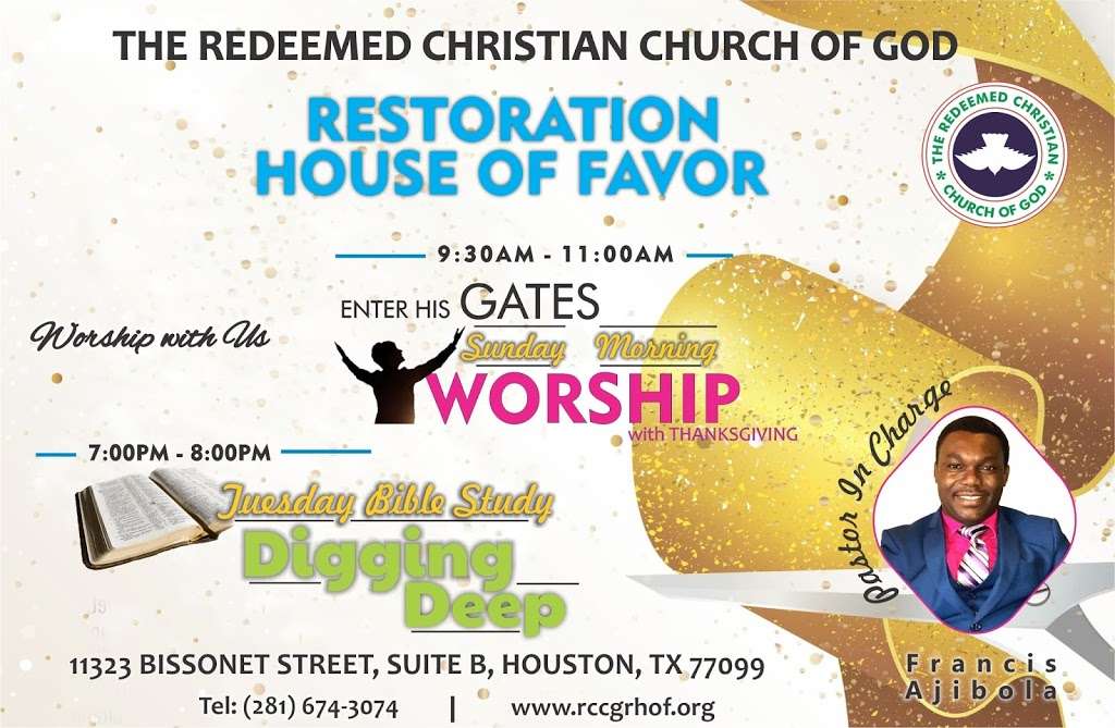 The Redeemed Christian Church of God , Restoration House of Favo | 11323 Bissonnet St ste b, Houston, TX 77099, USA | Phone: (281) 674-3074