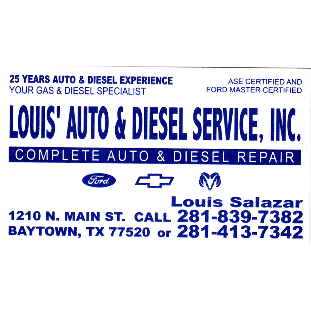 Louiss Auto & Diesel Services Inc | 1210 N Main St, Baytown, TX 77520, USA | Phone: (281) 839-7382
