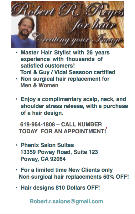 Robert R. Reyes For Non-surgical Hair Replacements | Phenix Salon Suites, 13359 Poway Rd #123, Poway, CA 92064, USA | Phone: (619) 964-1808