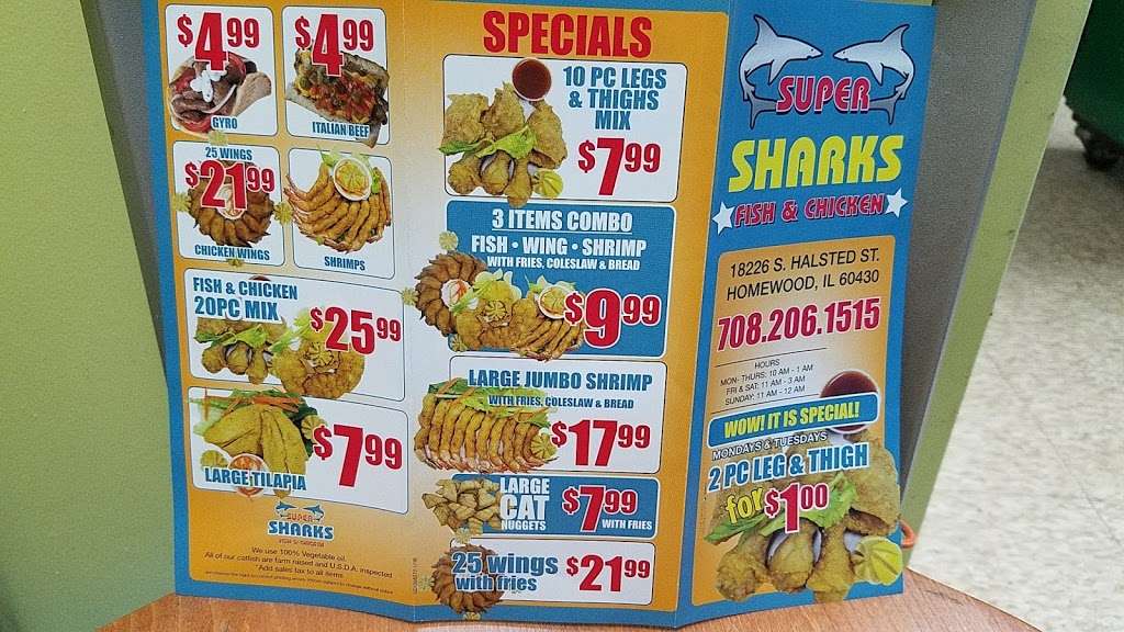 Sharks Fish & Chicken | 18226 Halsted St, Homewood, IL 60430, USA | Phone: (708) 206-1515