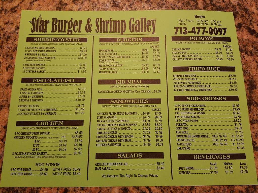 Star Burger & Shrimp Galley | 2213 Strawberry Rd, Pasadena, TX 77502, USA | Phone: (713) 477-0097
