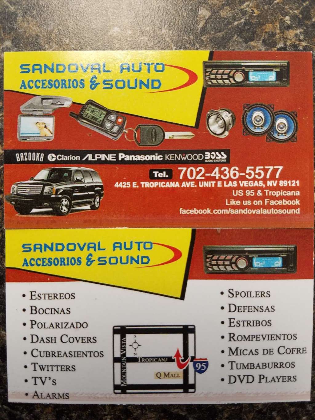 Sandoval Car Stereos | 4425 E Tropicana Ave, Las Vegas, NV 89121, USA | Phone: (702) 436-5577