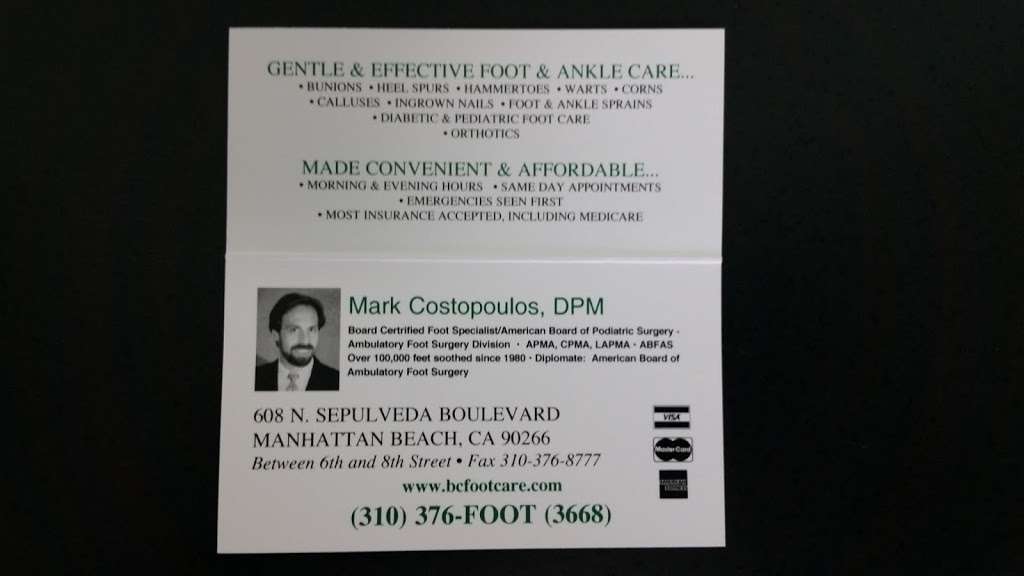 Mark Costopoulos, D.P.M. | 608 N Sepulveda Blvd, Manhattan Beach, CA 90266, USA | Phone: (310) 341-4434