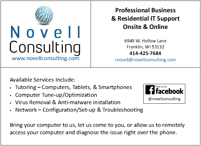 Novell Consulting LLC | 6949 W Hollow Ln, Franklin, WI 53132, USA | Phone: (414) 425-7684