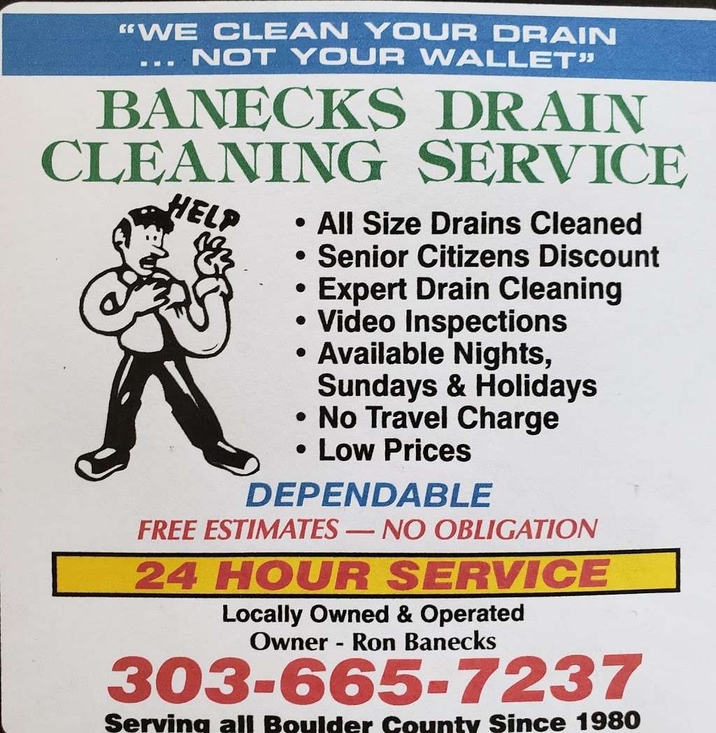 Banecks Drain Cleaning Services | 1302 Ilium Dr, Lafayette, CO 80026, USA | Phone: (303) 665-7237