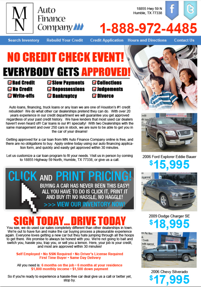 MN Auto Finance Humble | 18855 US-59, Humble, TX 77338, USA | Phone: (281) 441-1800