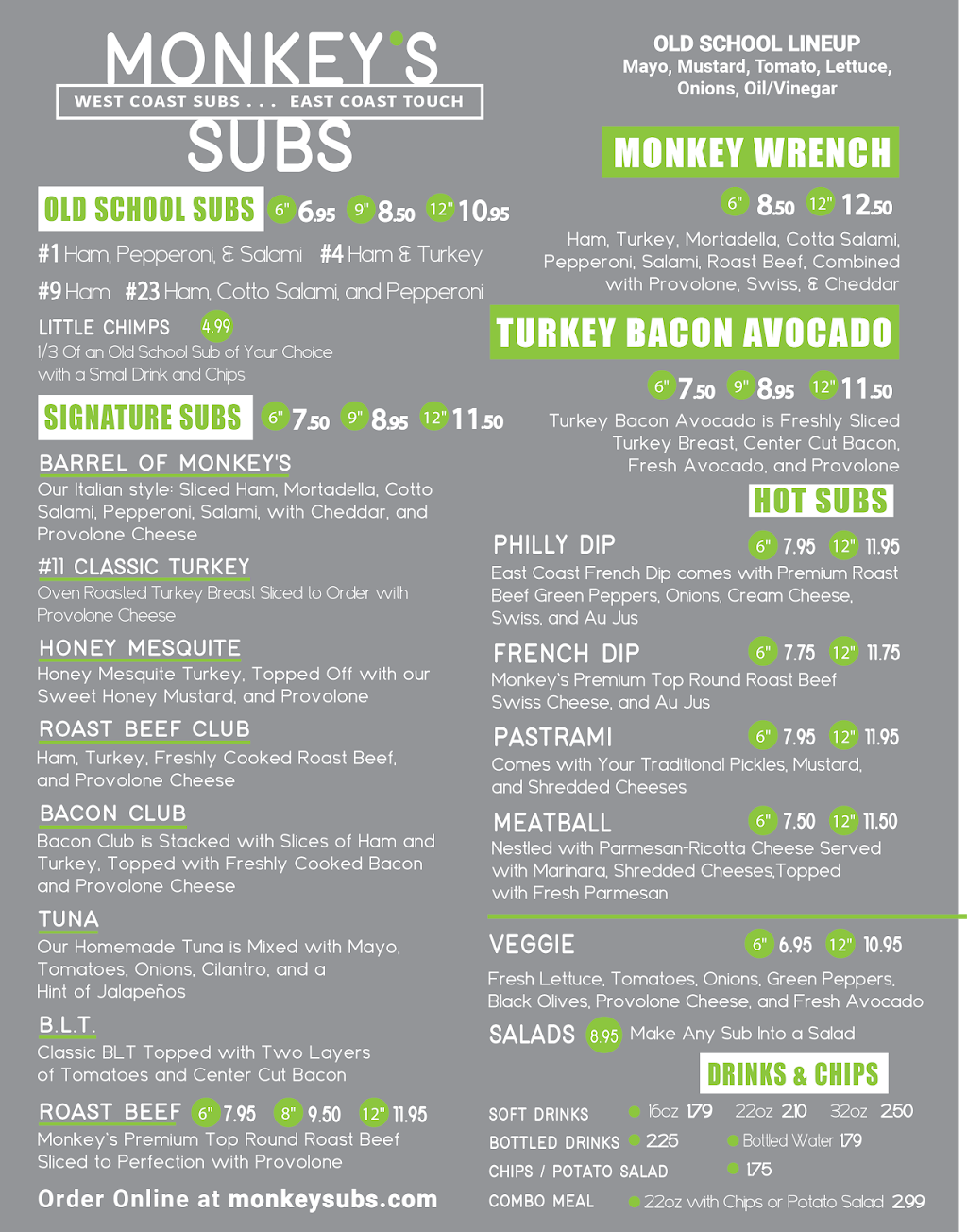 Monkeys Subs Tigard | 12194 SW Scholls Ferry Rd, Tigard, OR 97223 | Phone: (971) 601-6425